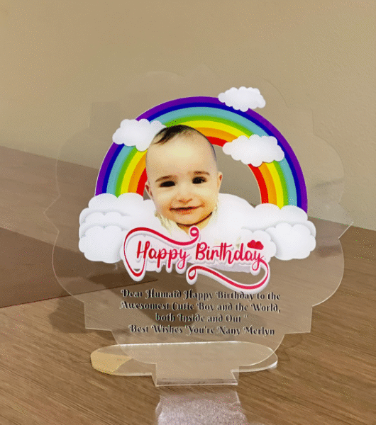 Clear Acrylic Photo Frame with Printing and self Stand