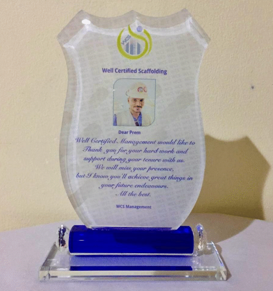 Crystal Award Trophy with Printing