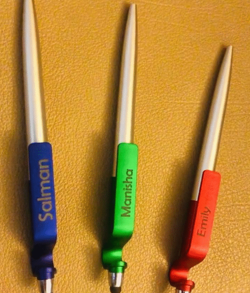 3 in One Plastic Pen with Name Engraving. Mobile holder stylus and pen.