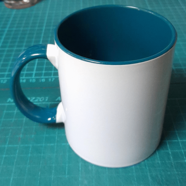 PRUSSIAN BLUE WHITE NORMAL MUG WITH YOUR GREETINGS DESIGN