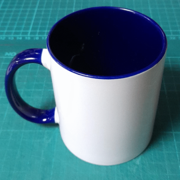 DARK BLUE WHITE NORMAL MUG WITH YOUR GREETINGS DESIGN