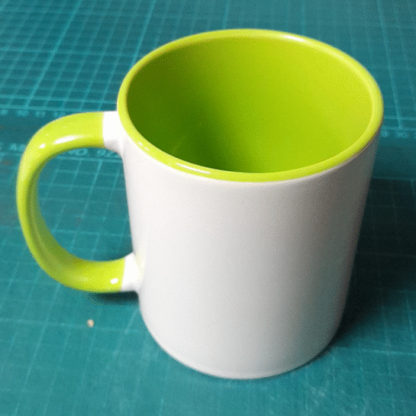 LIME GREEN WHITE NORMAL MUG WITH YOUR GREETINGS DESIGN