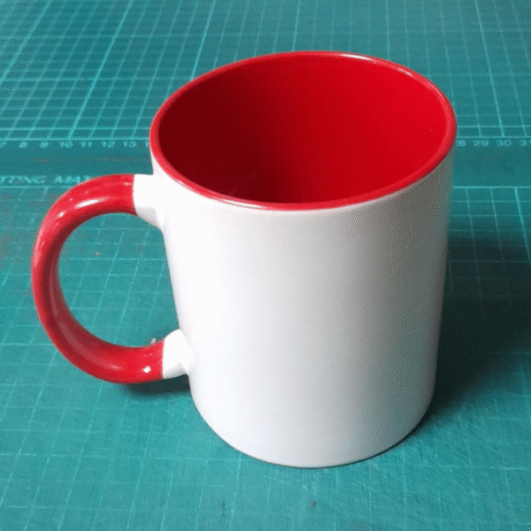 RED WHITE NORMAL MUG WITH YOUR GREETINGS DESIGN