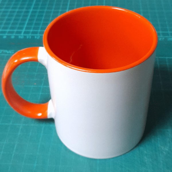 ORANGE WHITE NORMAL MUG WITH YOUR GREETINGS DESIGN