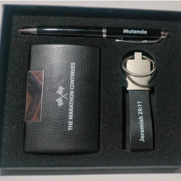 Gift Set - Business Card Holder, Metal Pen and Keychain with Printing