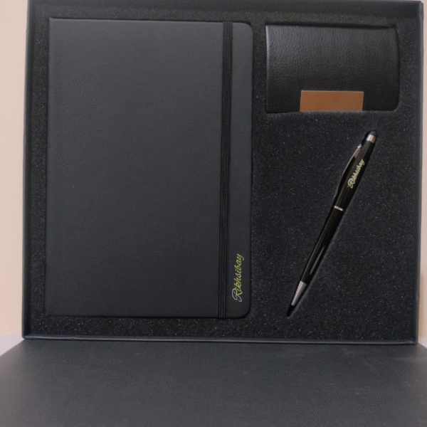 Giftset Notebook Diary Metal Pen Business Card Holder with Printing