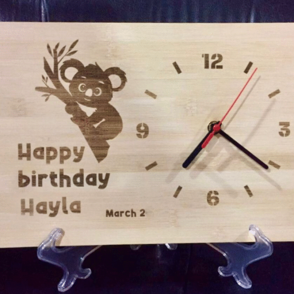 Wooden Clock with Engraving 32 x 22 cms