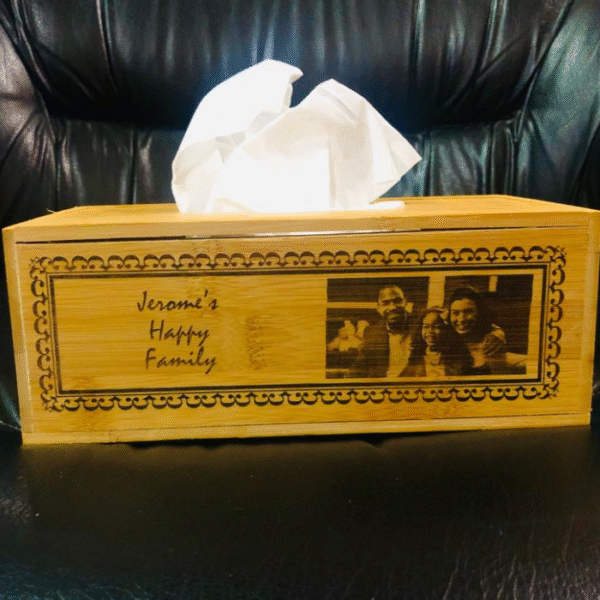 Wooden Tissue Box with Engraving