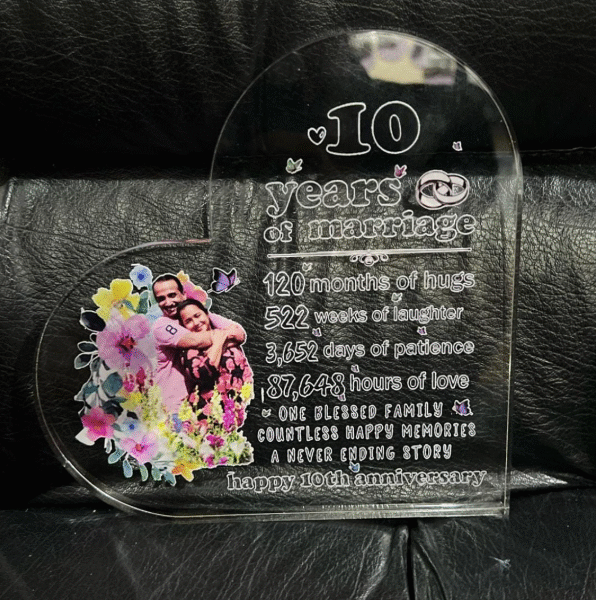 Acrylic 10mm Frame with Printing. Self Standing