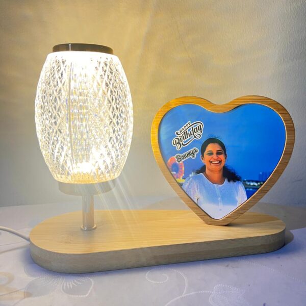 Wooden Photo frame with magnetic wooden base and led light