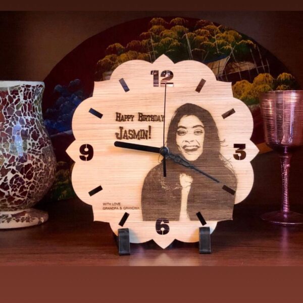 Wooden Clock with Engraving