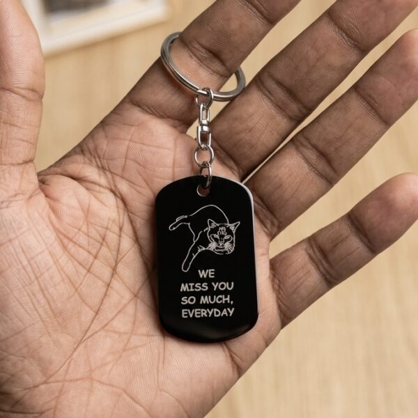 Stainless Steel Dog Tag Keychain with Laser Engraving
