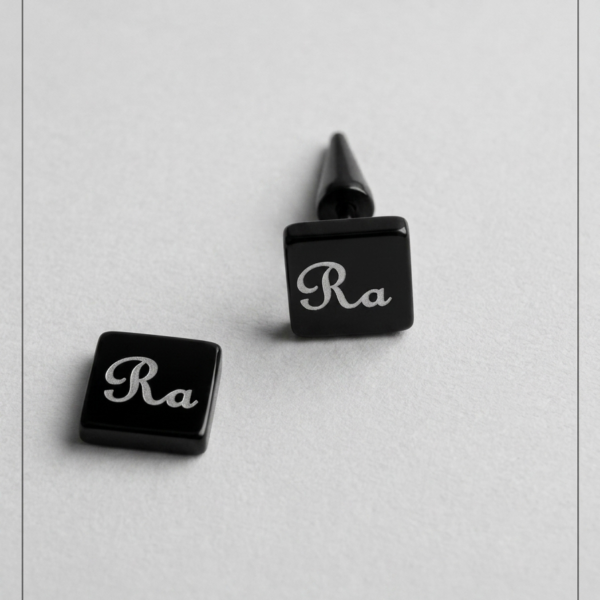 Square Earring with Engraving
