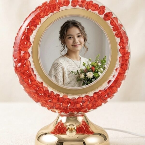 Round LED Picture Frame with Rose Petals